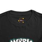 Merry Christmas Black Color T-Shirt For Kids Toddler Short Sleeve Tee