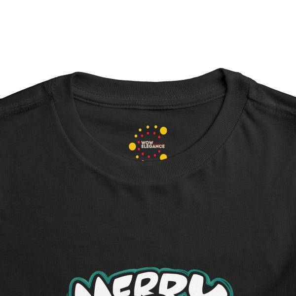 Merry Christmas Black Color T-Shirt For Kids Toddler Short Sleeve Tee