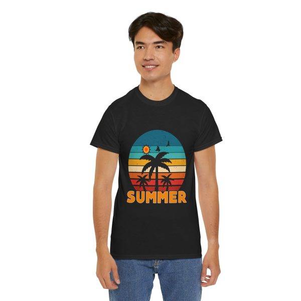 Summer Vibes Unisex Heavy Cotton Tee with Palm Tree Design Summer Vibes Unisex Heavy Cotton Tee with Palm Tree Design