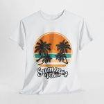Summer Vibes White Color T-Shirt for Unisex Heavy Cotton Tee