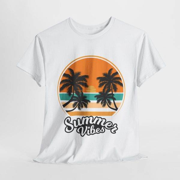 Summer Vibes White Color T-Shirt for Unisex Heavy Cotton Tee