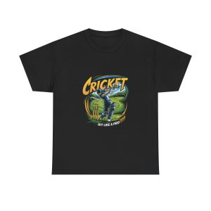 Sport Cricket Hit Like A Pro Black Color T-Shirt For Unisex Heavy Cotton Tee