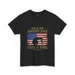 US Army With Flag Black Color T-Shirt For Unisex Heavy Cotton Tee