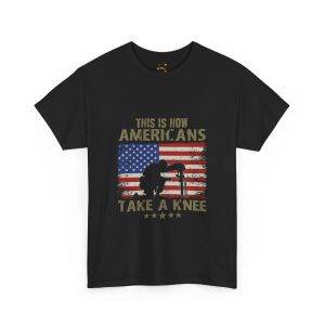 US Army With Flag Black Color T-Shirt For Unisex Heavy Cotton Tee
