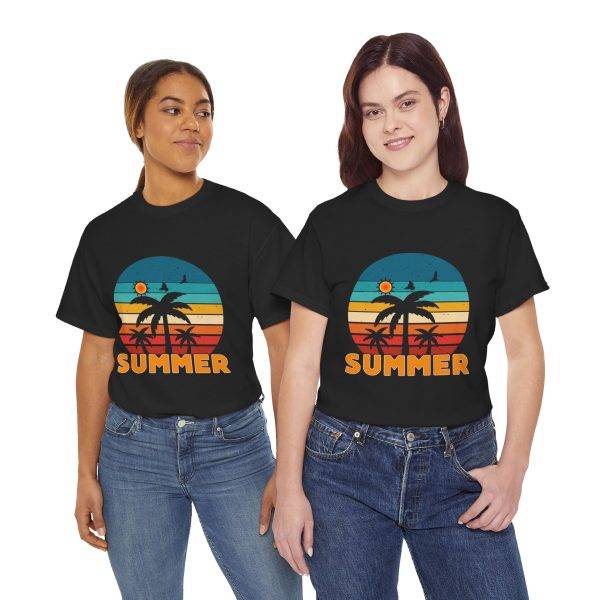 Summer Vibes Unisex Heavy Cotton Tee with Palm Tree Design Summer Vibes Unisex Heavy Cotton Tee with Palm Tree Design