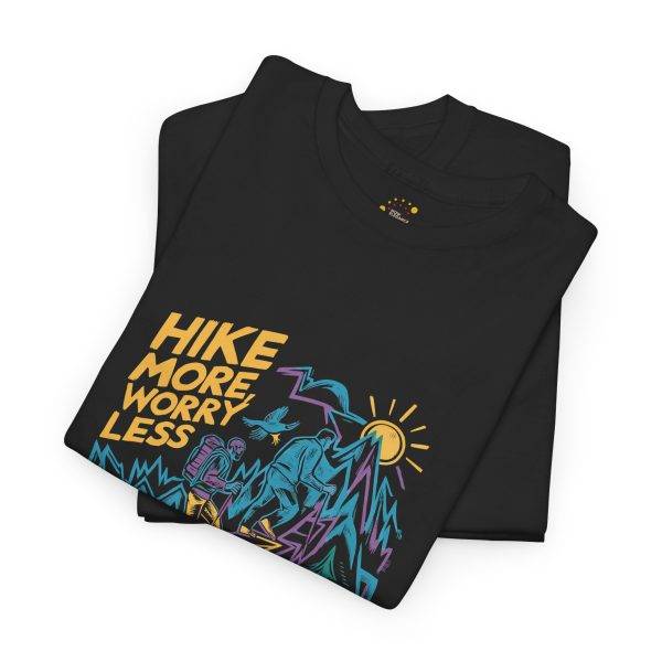 Hike More Worry Less Unisex Heavy Cotton Tee - Adventure Graphic T-Shirt