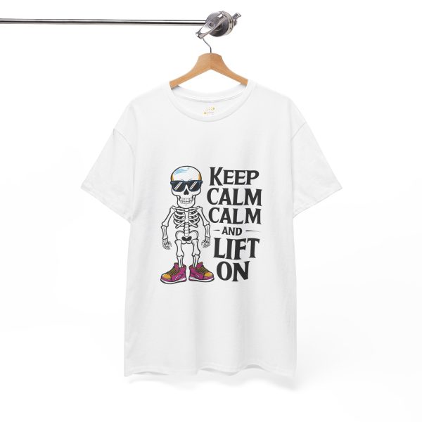 Keep calm calm and left on white Color T-Shirt For Unisex Heavy Cotton Tee