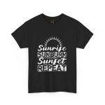 Sunrise Sunburn Sunset Repeat Black Color T-Shirt For Unisex Heavy Cotton Tee