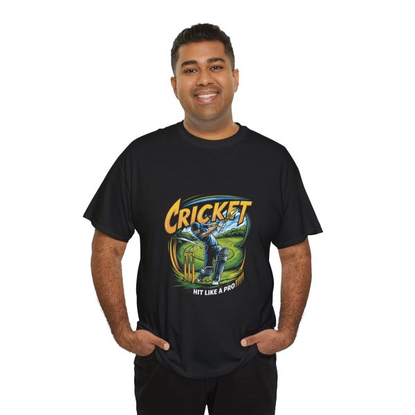 Sport Cricket Hit Like A Pro Black Color T-Shirt For Unisex Heavy Cotton Tee Sport Cricket Hit Like A Pro Black Color T-Shirt For Unisex Heavy Cotton Tee