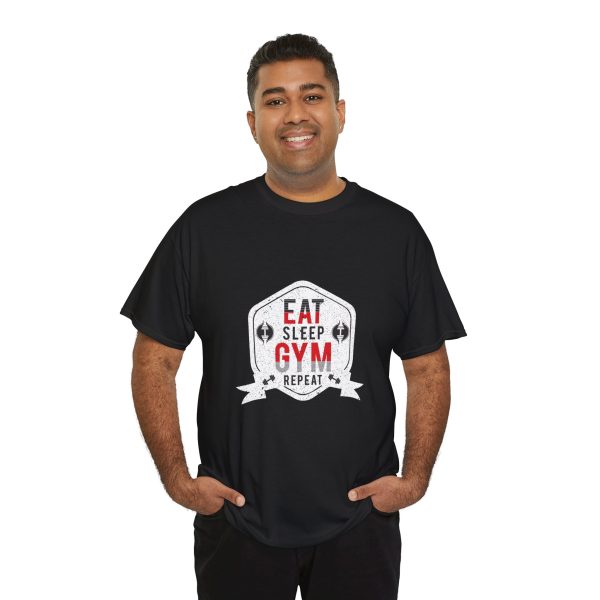 Eat Sleep Gym Repeat Unisex Heavy Cotton Tee - Motivational Workout Shirt