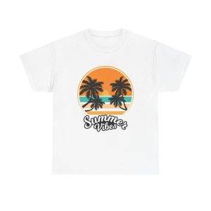 Summer Vibes White Color T-Shirt for Unisex Heavy Cotton Tee