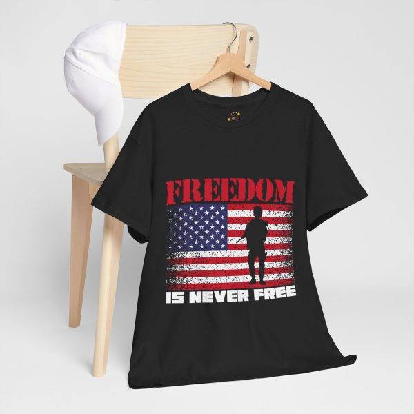 Freedom US Flag Black Color T-Shirt For Unisex Heavy Cotton Tee
