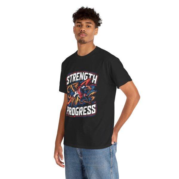 Strength Progress Black Color T-Shirt For Unisex Heavy Cotton Tee