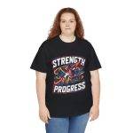 Strength Progress Black Color T-Shirt For Unisex Heavy Cotton Tee