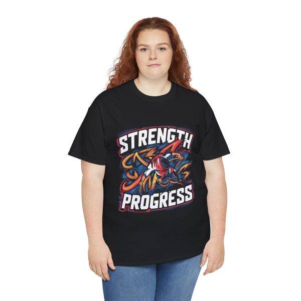 Strength Progress Black Color T-Shirt For Unisex Heavy Cotton Tee