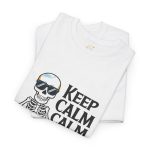 Keep calm calm and left on white Color T-Shirt For Unisex Heavy Cotton Tee
