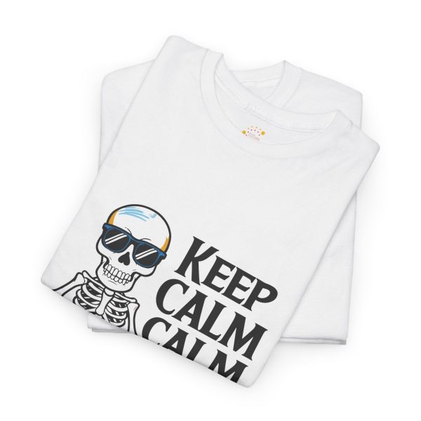 Keep calm calm and left on white Color T-Shirt For Unisex Heavy Cotton Tee