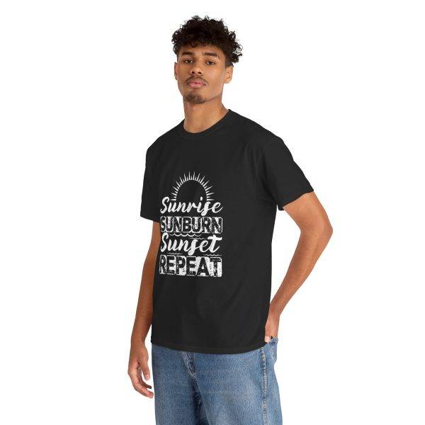 Sunrise Sunburn Sunset Repeat Black Color T-Shirt For Unisex Heavy Cotton Tee
