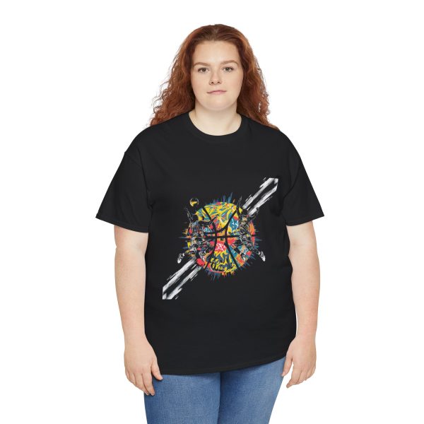 Vibrant Basketball Unisex Heavy Cotton Tee - Colorful Abstract Graphic Design