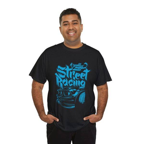 Street Racing Black Color T-Shirt For Men Heavy Cotton Tee
