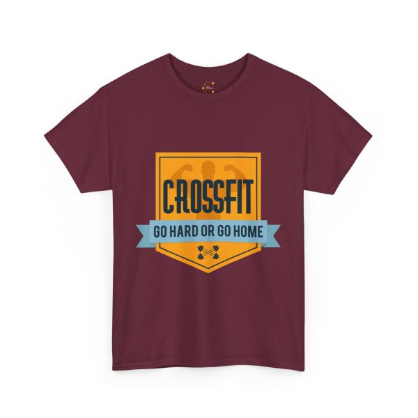 GYM Cross Fit Go Hard Or Go Home Maroon Color T-Shirt For Unisex Heavy Cotton Tee