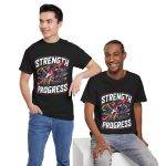 Strength Progress Black Color T-Shirt For Unisex Heavy Cotton Tee