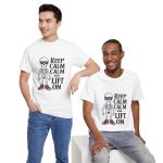 Keep calm calm and left on white Color T-Shirt For Unisex Heavy Cotton Tee