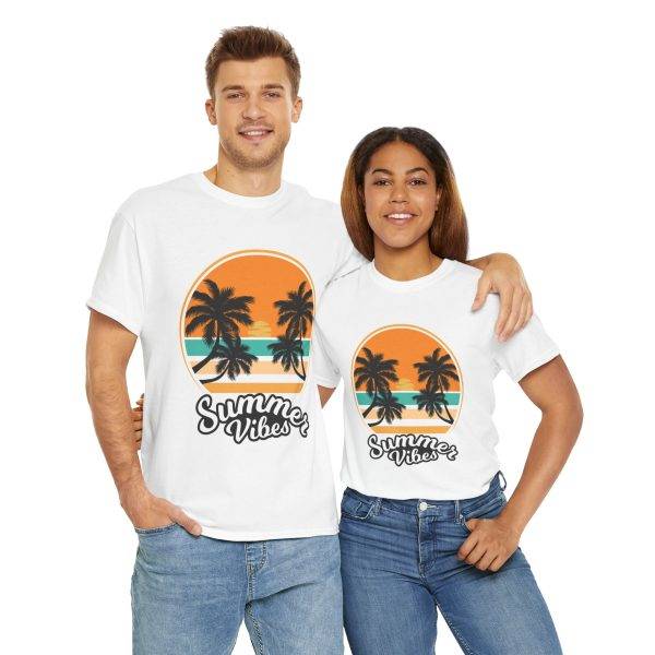 Summer Vibes White Color T-Shirt for Unisex Heavy Cotton Tee