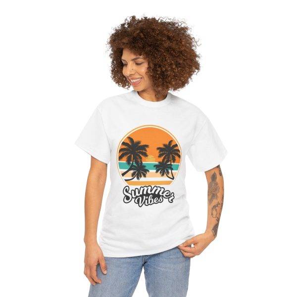 Summer Vibes White Color T-Shirt for Unisex Heavy Cotton Tee