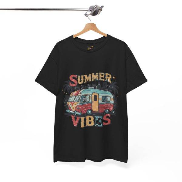 Summer Vibes Black Color T-Shirt For Unisex Heavy Cotton Tee