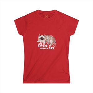 Women's Cat Lover Tee - "Life is Better with a Cat"