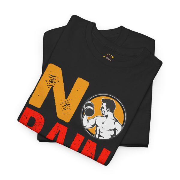 No pain no gain gym Black Color T-Shirt for Unisex Heavy Cotton Tee