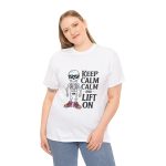Keep calm calm and left on white Color T-Shirt For Unisex Heavy Cotton Tee