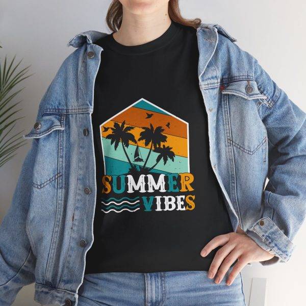 Summer Vibes Unisex Heavy Cotton Tee - Tropical Graphic T-Shirt