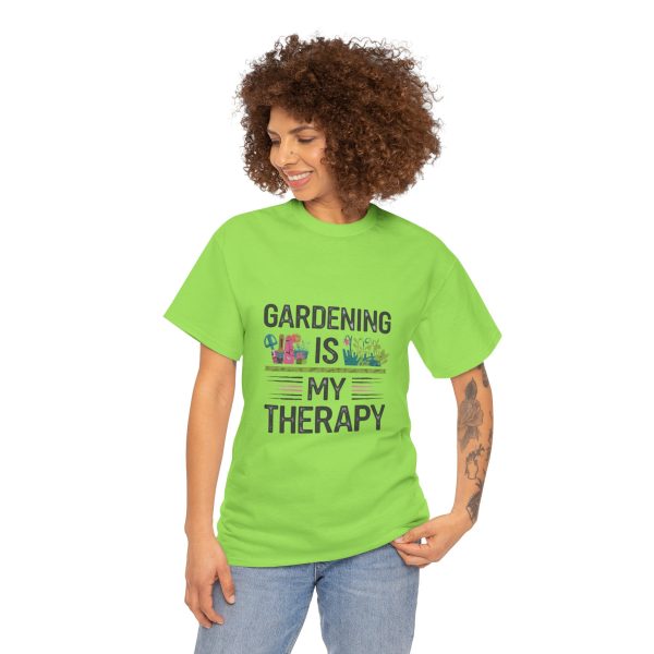 Gardening is My Therapy Unisex Heavy Cotton Tee - Vibrant Green T-Shirt for Plant Lovers