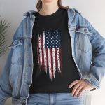 USA Flag Black Color T-Shirt For Unisex Heavy Cotton Tee