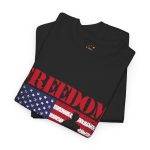 Freedom US Flag Black Color T-Shirt For Unisex Heavy Cotton Tee