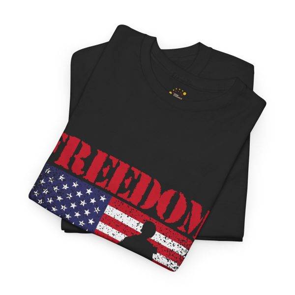 Freedom US Flag Black Color T-Shirt For Unisex Heavy Cotton Tee