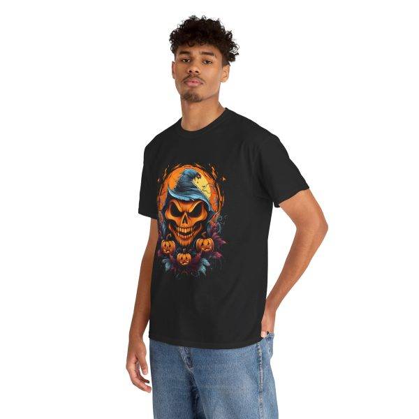 Scary Halloween Pumpkin Black Color T-Shirt For Unisex Heavy Cotton Tee Scary Halloween Pumpkin Black Color T-Shirt For Unisex Heavy Cotton Tee