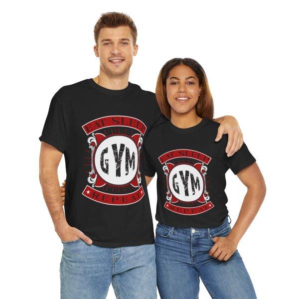 Eat Sleep Gym Repeat Unisex Heavy Cotton Tee - Perfect for Fitness Enthusiasts
