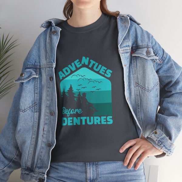Hiking Adventues before Dentures Tweed color Tshirt For Unisex Heavy Cotton Tee