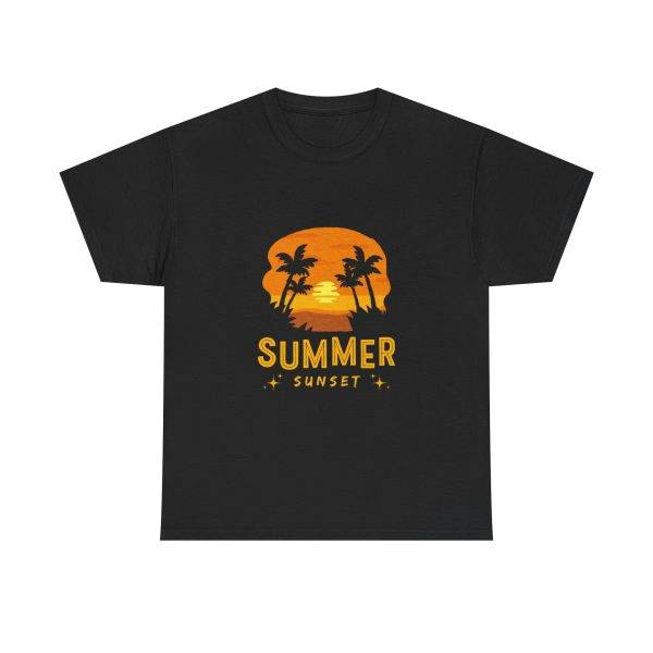 Summer Sunset Black Color T-Shirt For Unisex Heavy Cotton Tee