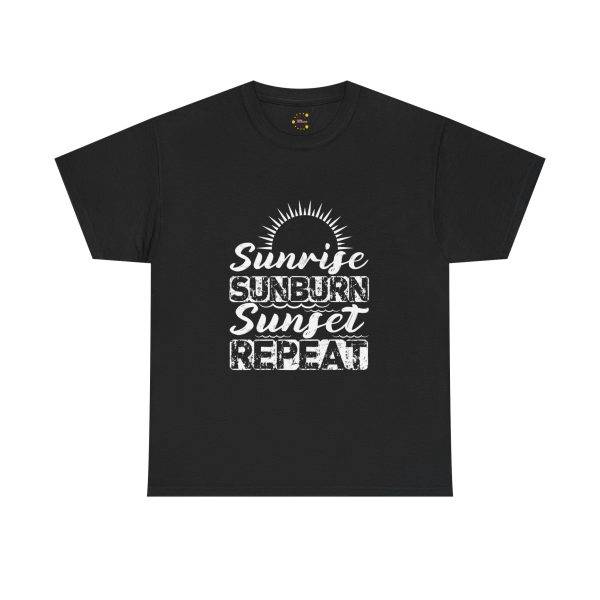 Sunrise Sunburn Sunset Repeat Black Color T-Shirt For Unisex Heavy Cotton Tee