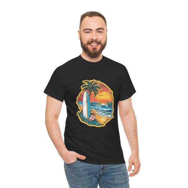 Tropical Sunset Surf Tee - Unisex Heavy Cotton Shirt