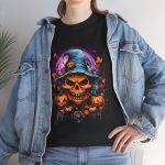 Halloween Pumpkin Black Color T-Shirt For Unisex Heavy Cotton Tee Halloween Pumpkin Black Color T-Shirt For Unisex Heavy Cotton Tee