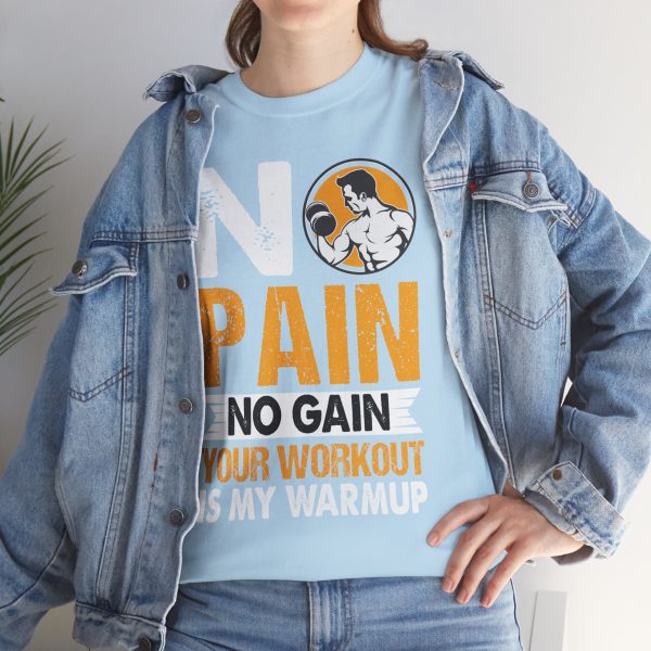 Gym No Pain No Gain Light Blue Color T-Shirt For Unisex Heavy Cotton Tee