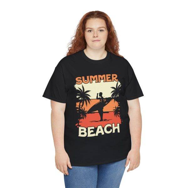 Summer Beach Unisex Heavy Cotton Tee - Relaxed Fit, Tropical Vibe, Perfect for Vacation
