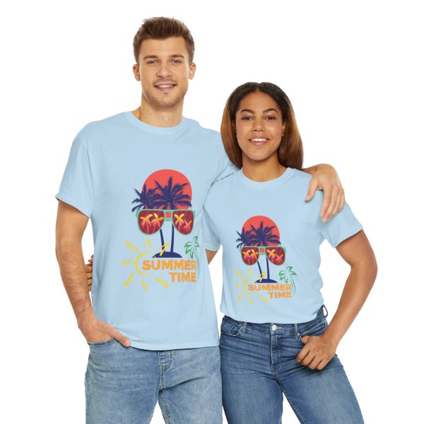 Summer Time Light Blue Color T-Shirt For Unisex Heavy Cotton Tee