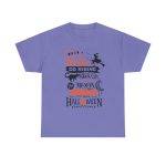 Halloween When Witches Go Riding Violet Color T-Shirt For Unisex Heavy Cotton Tee