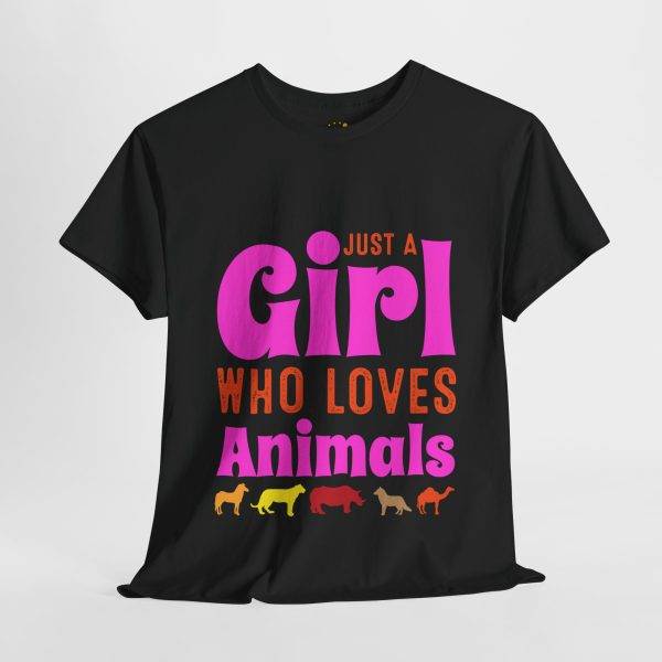 Just A Girl Who Loves Animals Black Color T-Shirt For Women Heavy Cotton Tee